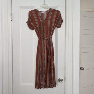 The Dodson brown and white striped dress